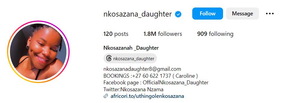 IG profile of Nkosazana Daughter