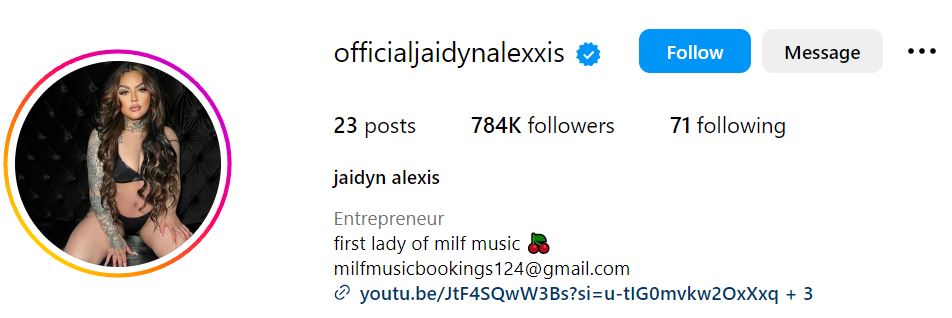 Jaidyn Alexis' Instagram account