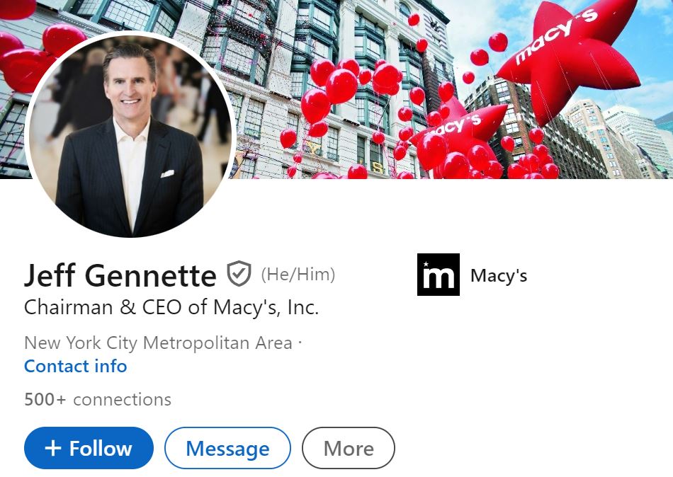 Jeff Gennette's LinkedIn profile