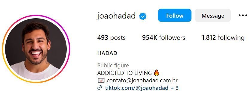 Joao Hadad's Instagram account