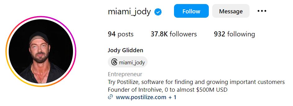 Jody Glidden's Instagram account