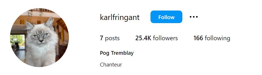 Karl Tremblay's Instagram account
