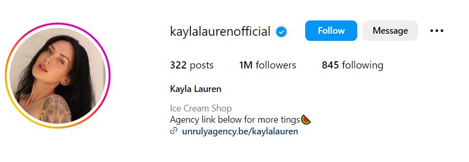 Kayla Lauren's Instagram account