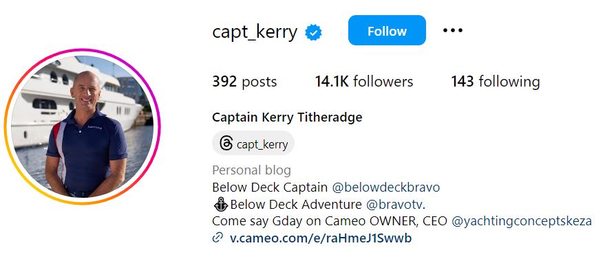 Kerry Titheradge's Instagram account