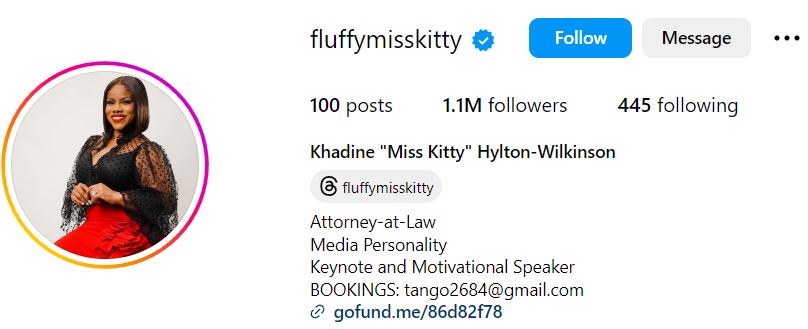 Khadine Hylton's Instagram account
