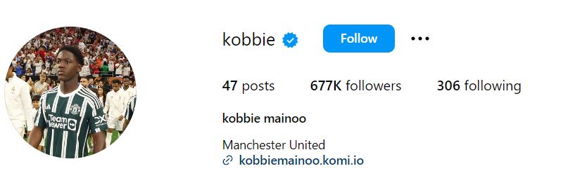 Kobbie Mainoo's Instagram account