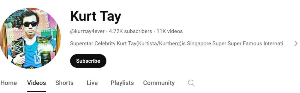Kurt Tay's Youtube channel