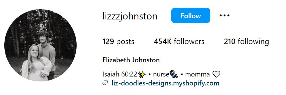 Liz Johnston's Instagram account