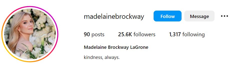 Madelaine Brockway's Instagram account
