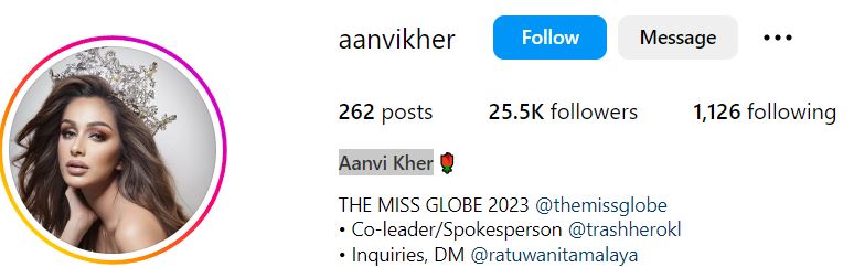 Manvin Khera's Instagram account