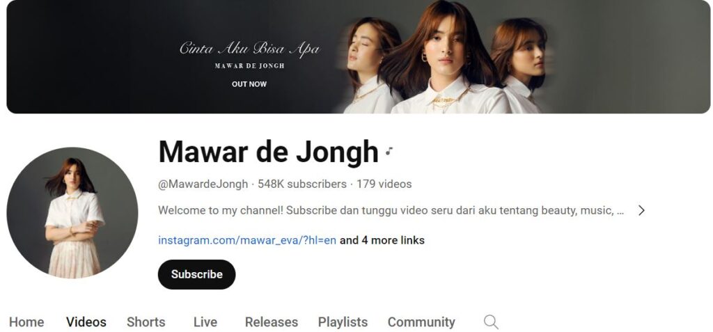 Mawar De Jongh's Youtube channel