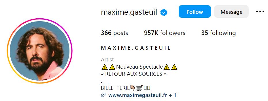 Maxime Gasteuil's Instagram account