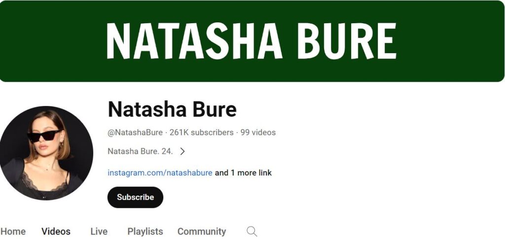 Natasha Bure's Youtube Channel