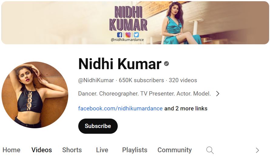 Nidhi Kumar's Youtube channel