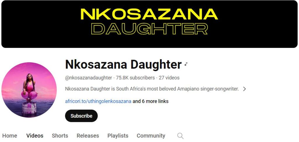 Nkosazana Daughter's Youtube channel