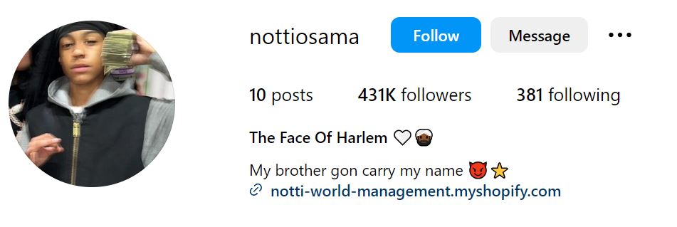 Notti Osama's Instagram account