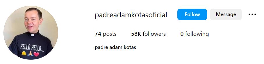 Padre Adam Kotas's Instagram account
