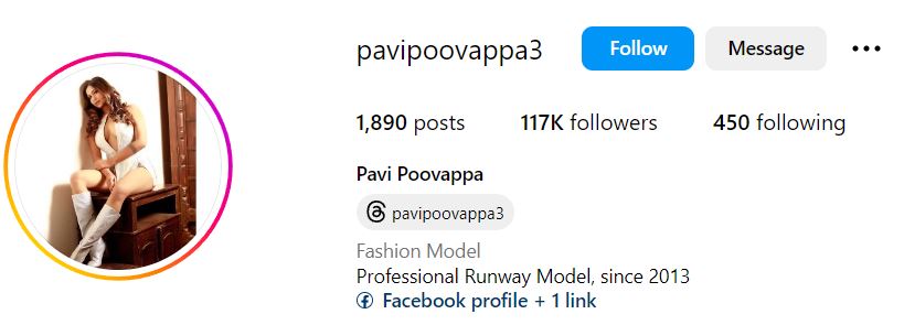 Pavi Poovappa's Instagram account