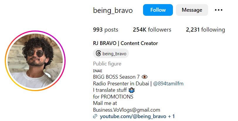 RJ Bravo's Instagram account