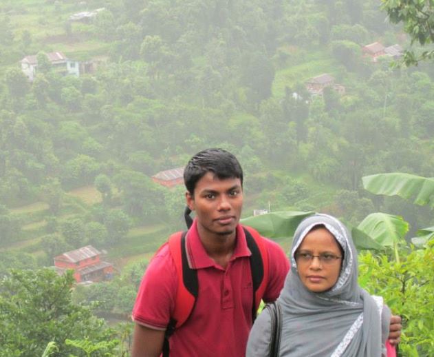 Rafsan Sabab with his mother