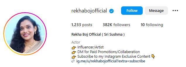 Rekha Boj's Instagram account