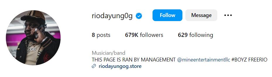Rio Da Yung Og's Instagram account