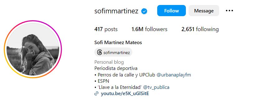 Sofi Martinez Mateos' Instagram account