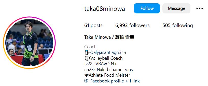 Taka Minowa's Instagram account