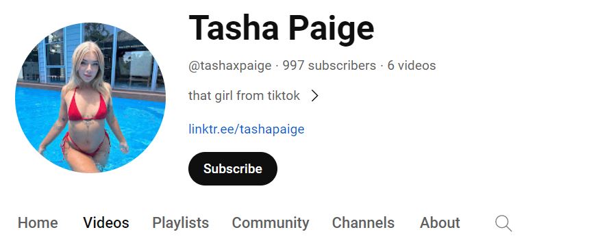 Tasha Paige's Youtube channel