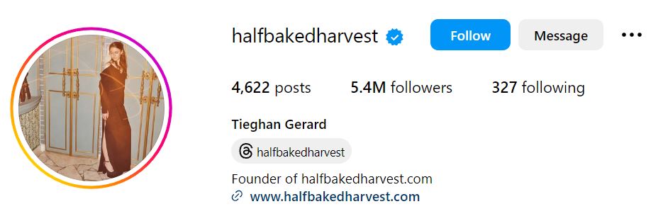 Tieghan Gerard's Instagram account