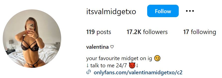 Valentina Midget's Instagram account