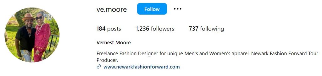 Vernest Moore's Instagram account