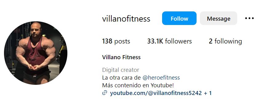 Villano Fitness' Instagram account