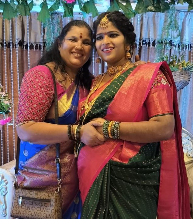 A photo of Karthik Mahesh's sister and mother