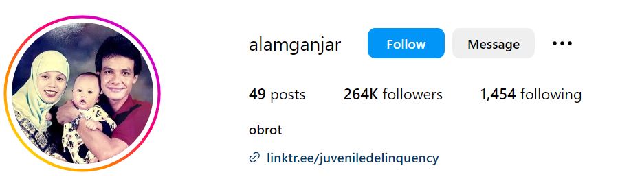 Alam Ganjar's Instagram account