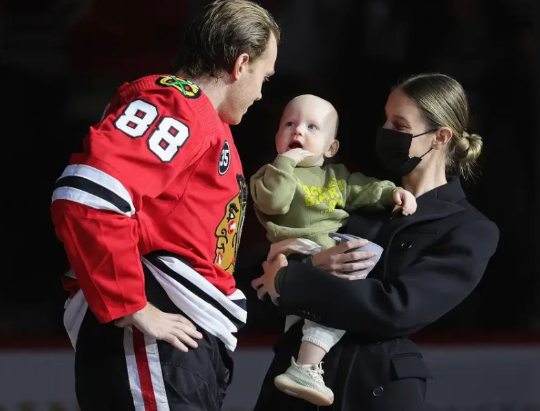 Amanda Grahovec with her partner Patrick Kane and son