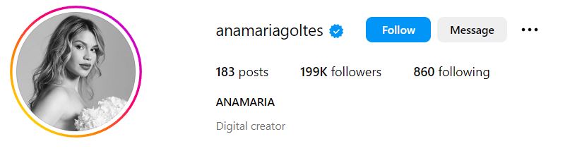 Anamaria Goltes' Instagram account