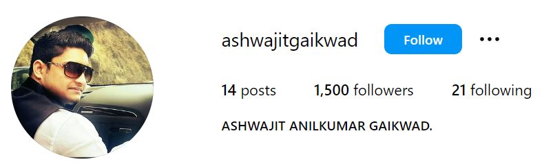 Ashwajit Gaikwad's Instagram account