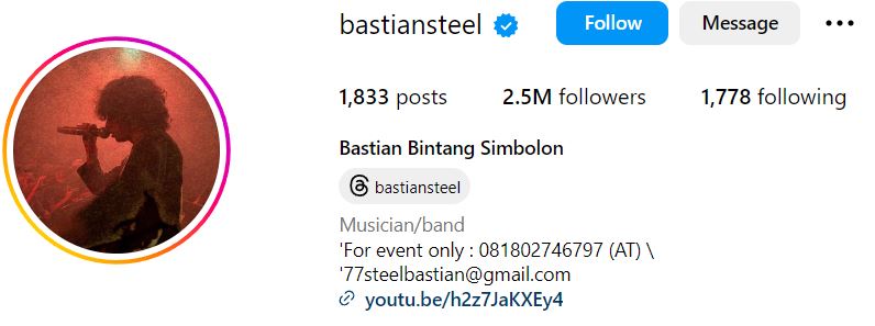 Bastian Steel's Instagram account