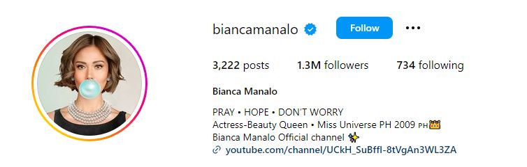 Bianca Manalo's Instagram account