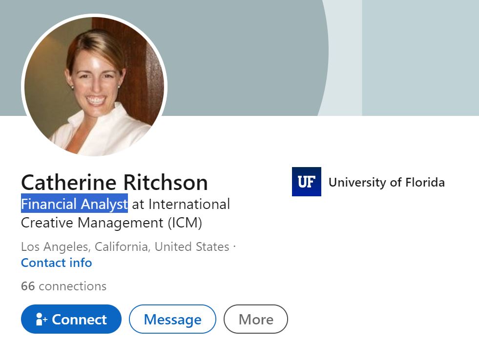Catherine's LinkedIn account