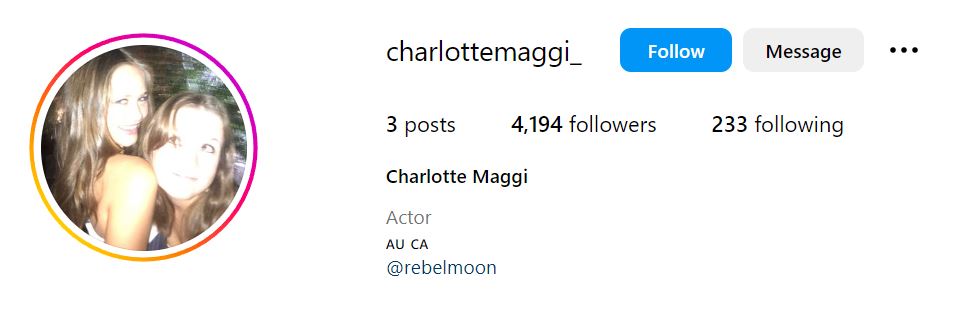 Charlotte Maggi's Instagram account