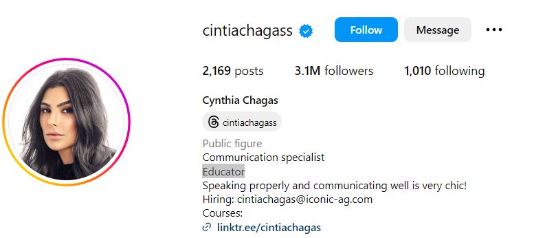 Cintia Chagas' Instagram account