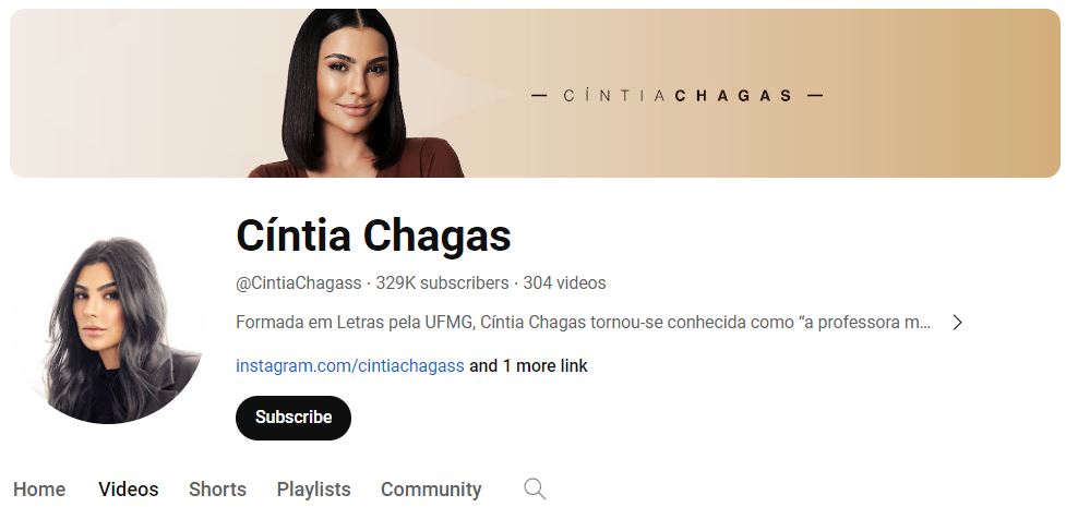 Cintia Chagas' Youtube channel