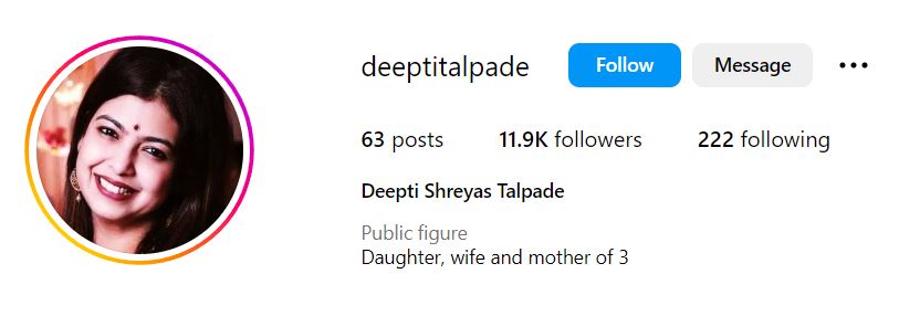 Deepti Talpade's Instagram account '