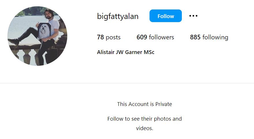 Dr Alistair Garner's Instagram account