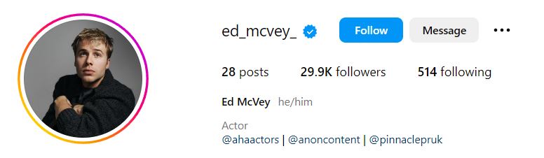 Ed McVey's Instagram account