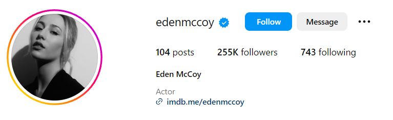Eden Mccoy's Instagram account