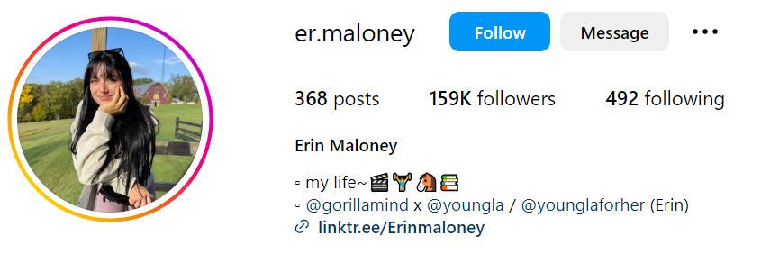 Erin Maloney's Instagram account