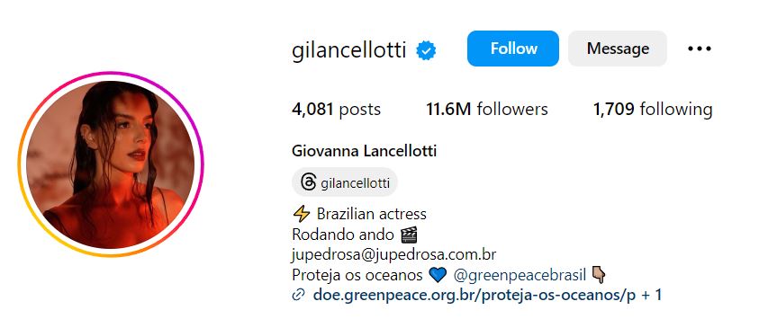 Giovanna Lancellotti's Instagram account